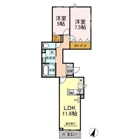 CASA和(2LDK/1階)の間取り写真
