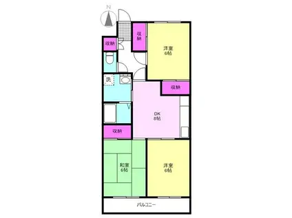 グローリー鳳(3DK/2階)の間取り写真