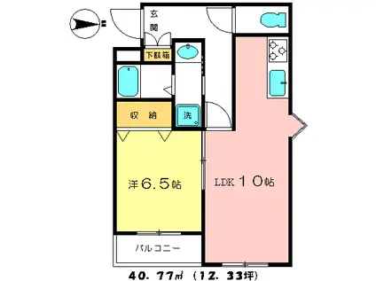 イーストラハツダイ(1LDK/1階)の間取り写真