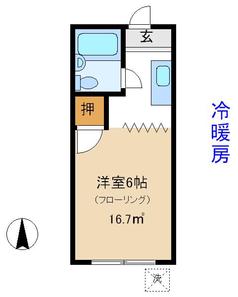 カーサミヤ(1K/1階)の間取り写真