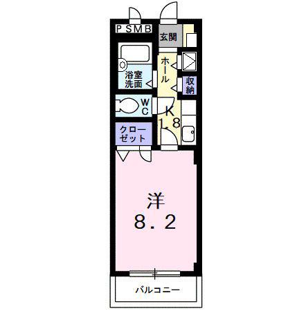 ウエストベリー弐番館(1K/4階)の間取り写真