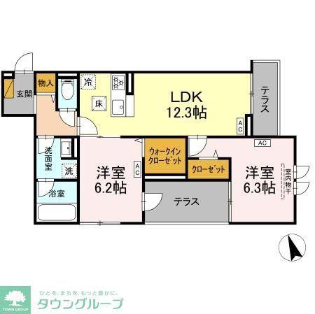 FORTUNA(2LDK/1階)の間取り写真