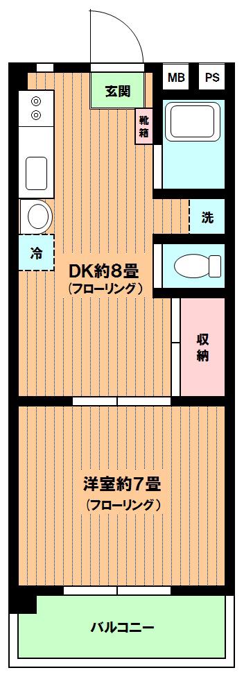ニド代沢(1DK/3階)の間取り写真