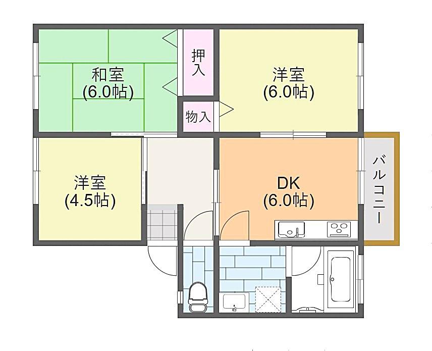 グリーンハウス C(3DK/2階)の間取り写真