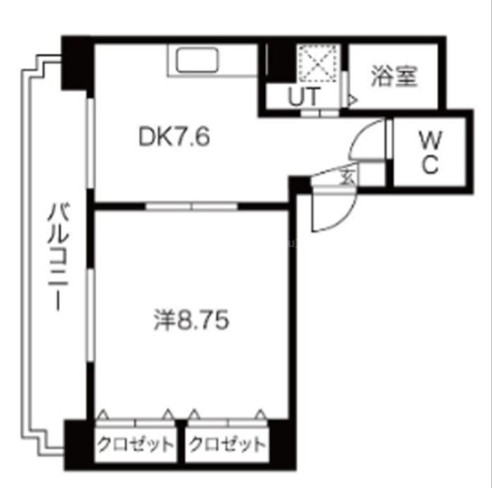 エクシード弁天IV(1DK/10階)の間取り写真
