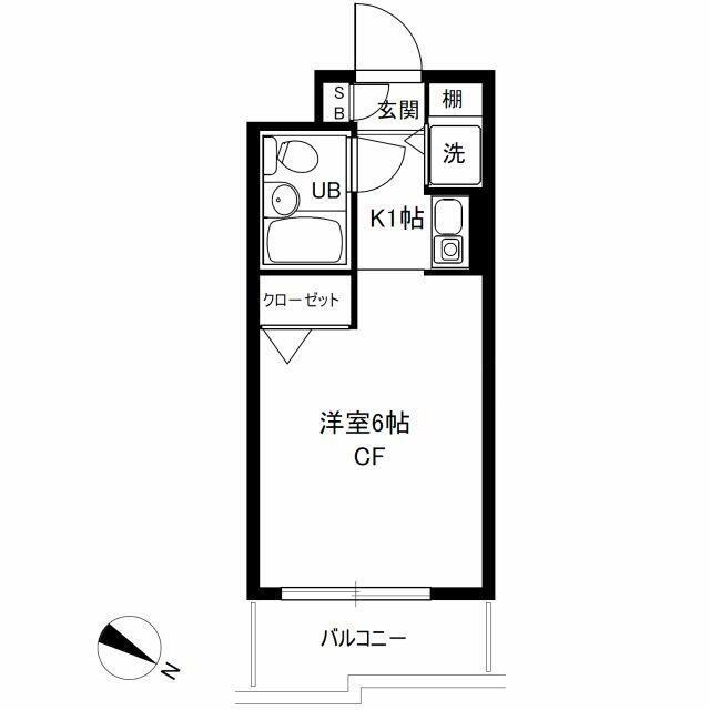 ジョイフル池上第2(1K/4階)の間取り写真