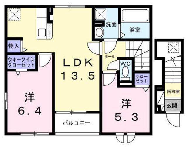 ＪＲ横浜線 相原駅 徒歩38分 2階建 新築(2LDK/2階)の間取り写真