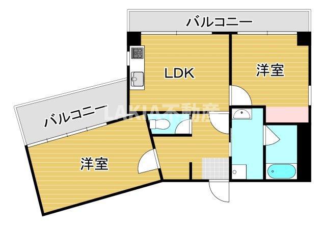 リブウッド大阪城(2LDK/7階)の間取り写真