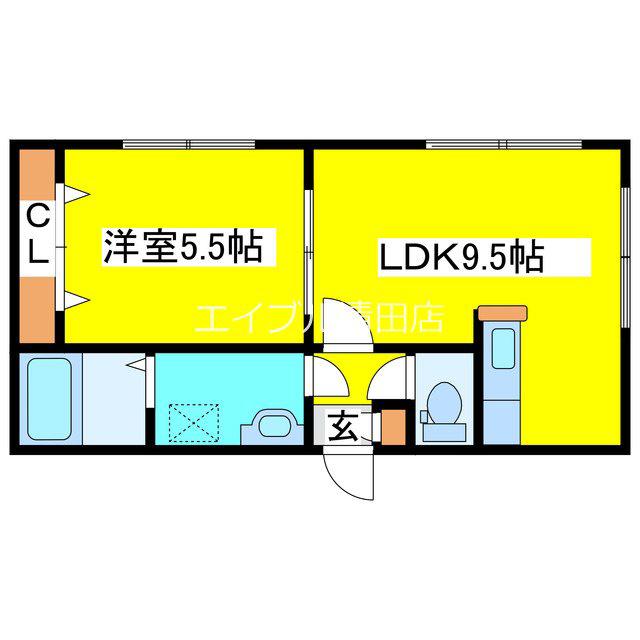 エスカイヤ幸町(1LDK/2階)の間取り写真
