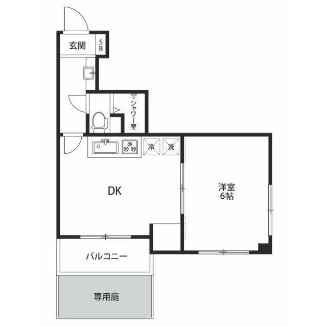 ライオンズマンション自由が丘(1DK/2階)の間取り写真
