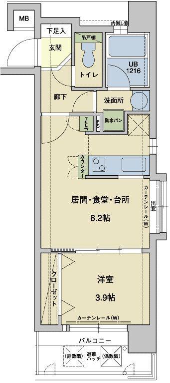 アクタス天神アネックス(1LDK/10階)の間取り写真