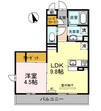 メゾンドールM(1LDK/1階)の間取り写真