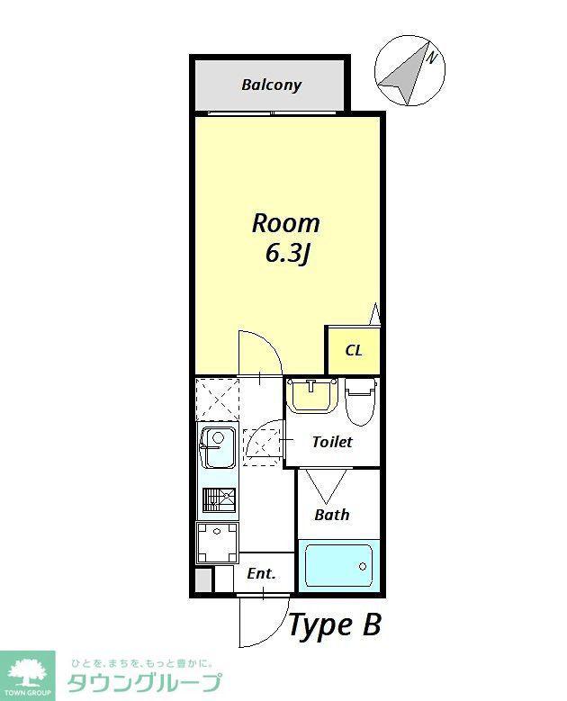 イースト FLAT 松戸(1K/1階)の間取り写真