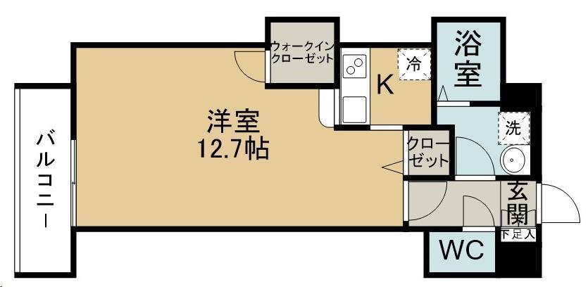プランドール小鶴新田(1K/5階)の間取り写真