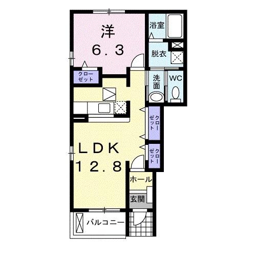 ノーヴァエス(1LDK/1階)の間取り写真