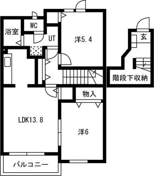 ボーシャルダンC(2LDK/2階)の間取り写真