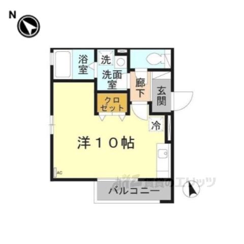 アミティハイツA棟(ワンルーム/2階)の間取り写真