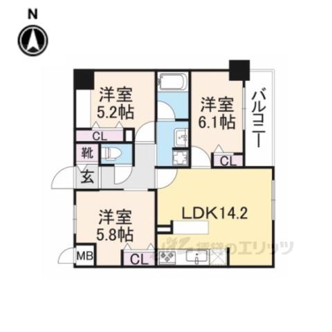 幸COURT NARASANJO(3LDK/4階)の間取り写真
