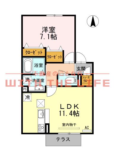 トレフルブラン(1LDK/1階)の間取り写真