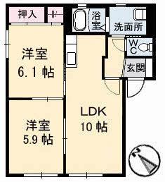 ハイツ安倍21 II棟(2LDK/1階)の間取り写真