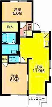 ボンファミール(2LDK/2階)の間取り写真