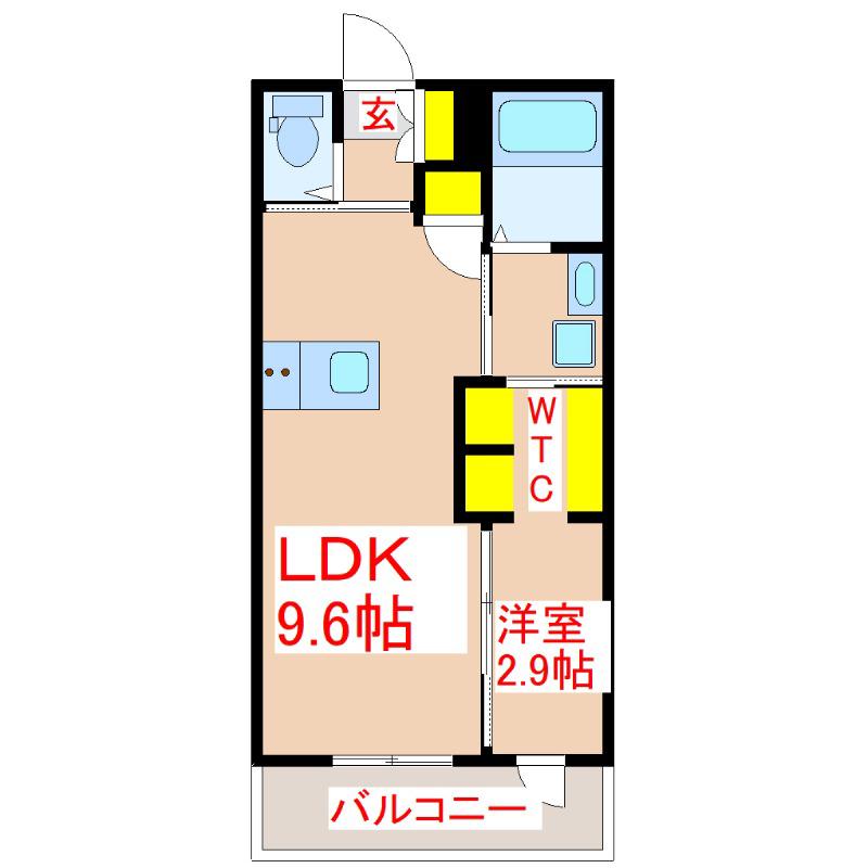 LAND MARK南郡元(1LDK/5階)の間取り写真