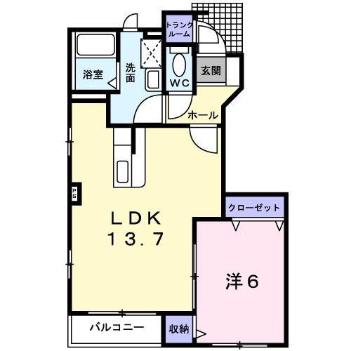 クリオージュ2号棟(1LDK/1階)の間取り写真
