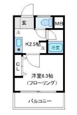 アイリスメナー(1K/2階)の間取り写真