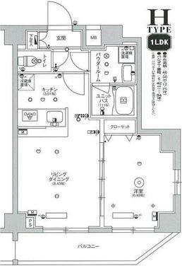 スカイコート品川パークサイドII(1LDK/7階)の間取り写真