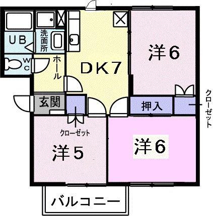 レークサイドヴィラII(3DK/2階)の間取り写真