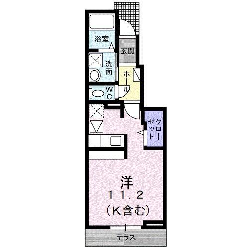 CASA内膳(ワンルーム/1階)の間取り写真
