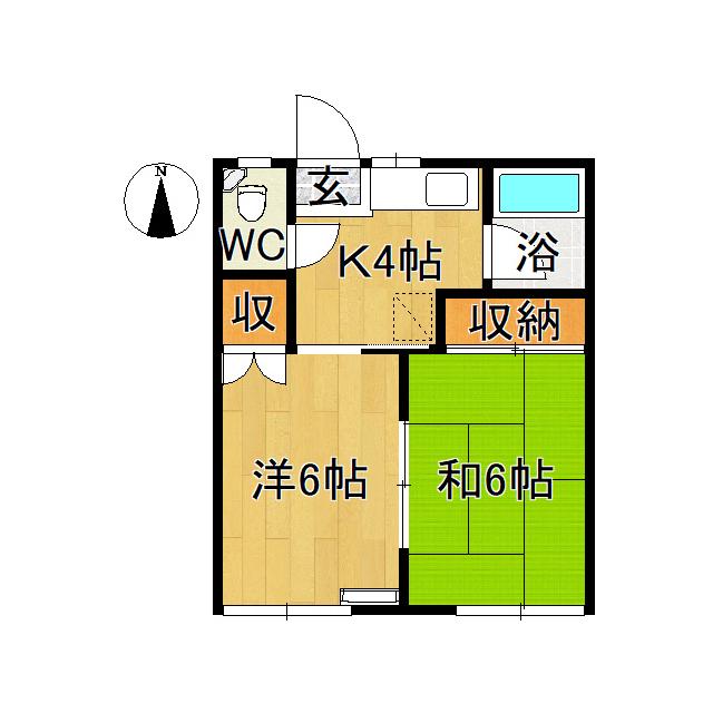 コーポ白川(2K/1階)の間取り写真