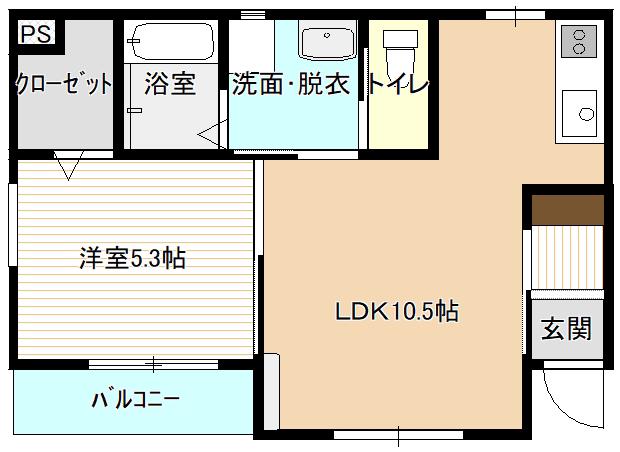 ハピネス矢賀(1LDK/1階)の間取り写真