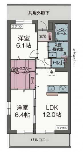 ラウト ディノッゾ(2LDK/2階)の間取り写真