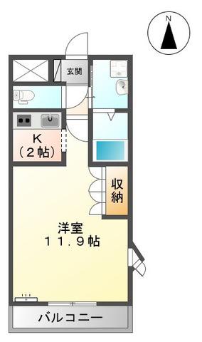 ネオヴィエント(1K/2階)の間取り写真