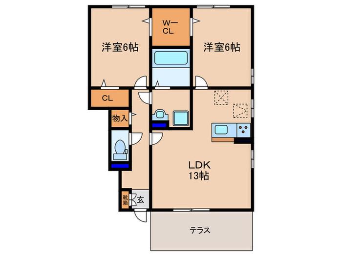 アビタシオン葉山(2LDK/1階)の間取り写真