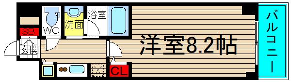 QCフラット北堀江(1K/7階)の間取り写真