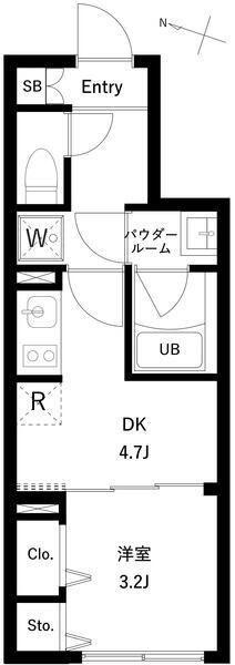 ワーフ大井町ウエスト(1DK/3階)の間取り写真