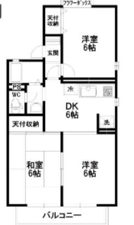 サンタシティーII(2LDK/1階)の間取り写真