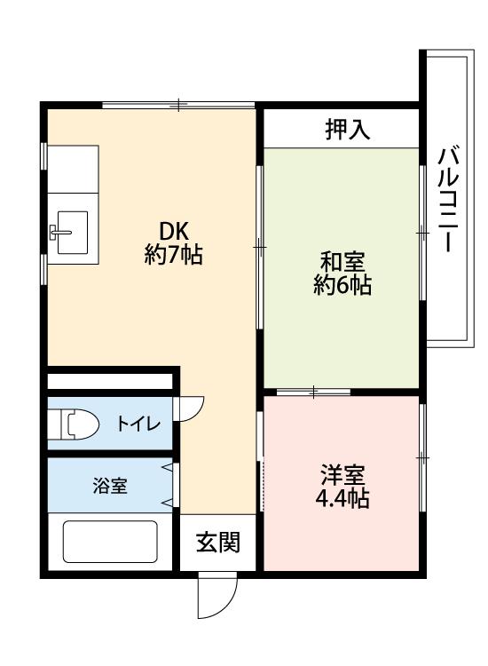 鳴尾コーポ(2DK/2階)の間取り写真