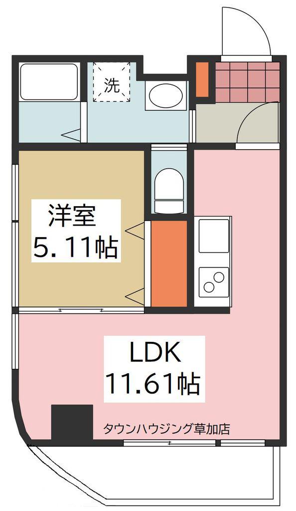 ヒルクレスト越谷(1LDK/5階)の間取り写真