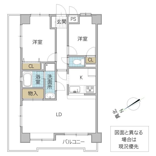 ホーユウパレス水戸中央公園(2LDK/2階)の間取り写真