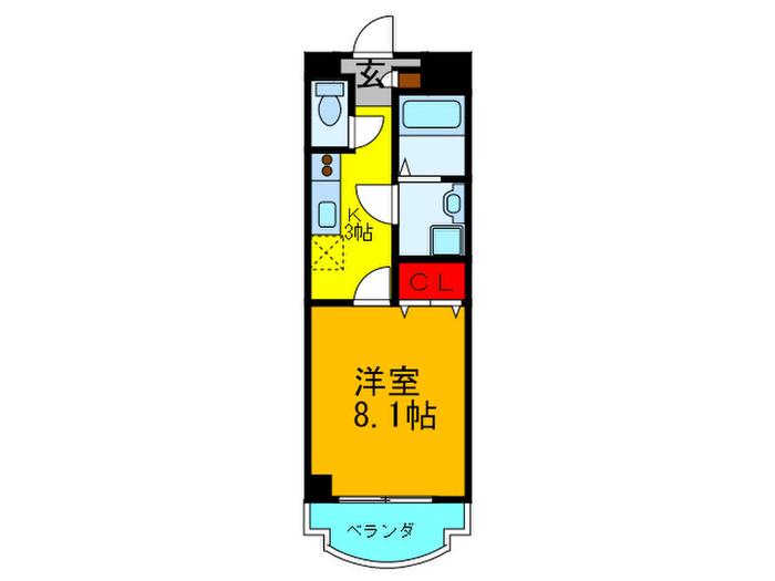 サンライズS(1K/4階)の間取り写真