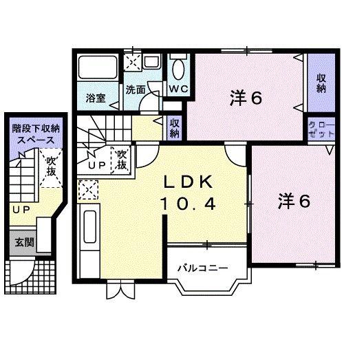 クレストピア21A棟(2LDK/2階)の間取り写真