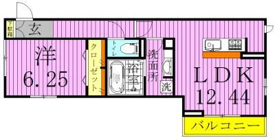 ファミユ A(1LDK/3階)の間取り写真