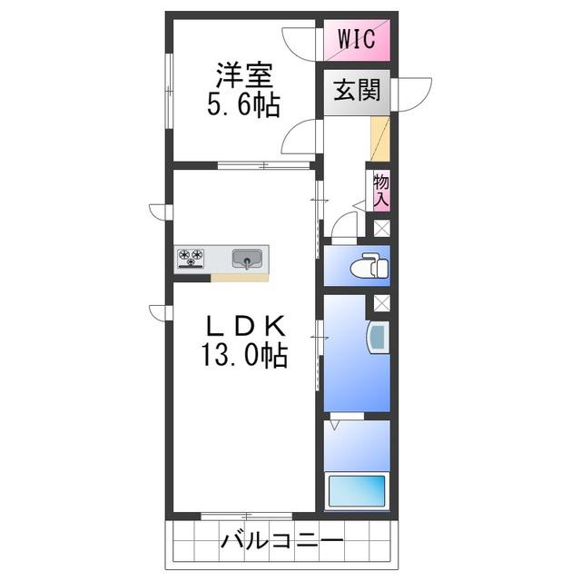 ベレオ金龍寺丁(1LDK/2階)の間取り写真