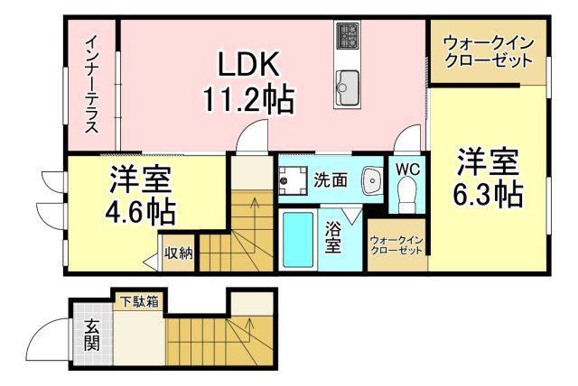 グレイスハイツ太閤(2LDK/2階)の間取り写真