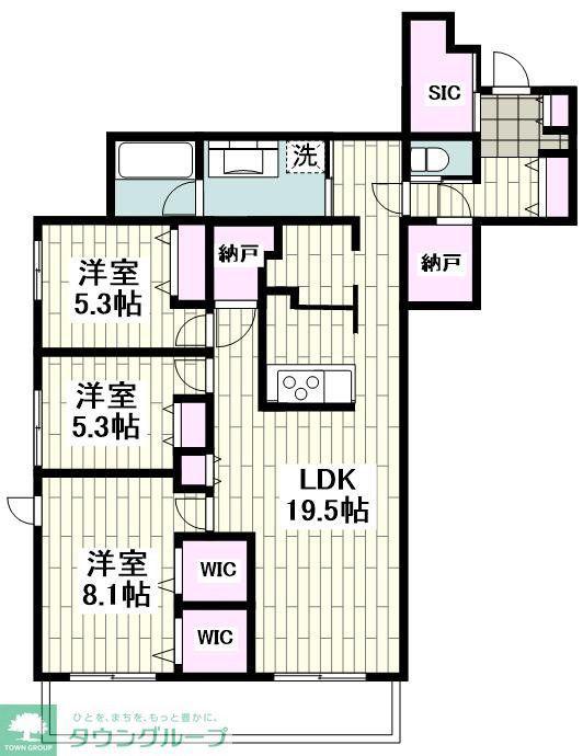 湘南台1丁目メゾン(3LDK/3階)の間取り写真