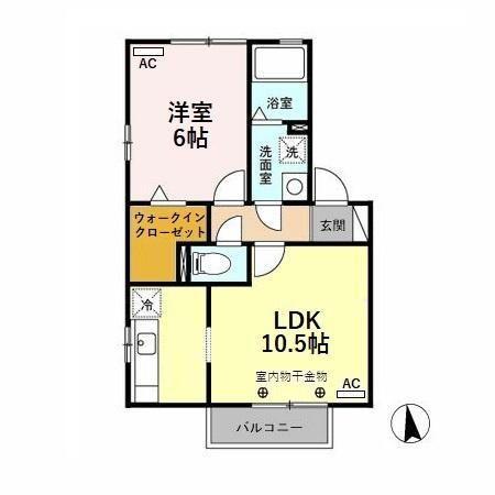 リビングタウン安原A(1LDK/2階)の間取り写真