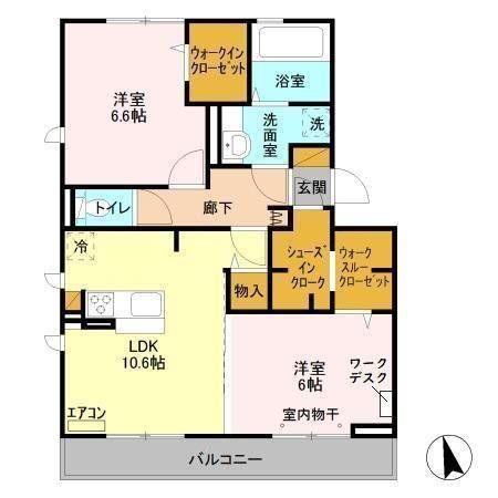 バリスサイト E(2LDK/3階)の間取り写真